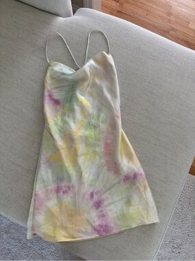 Zara Pastel Tie-Dye Slip Mini Dress in Yellow, Pink, Green